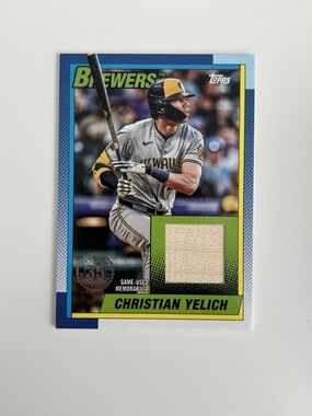 CHRISTIAN YELICH 2025 TOPPS 1990 35TH ANNIVESARY GAME USED MEMORABILIA PATCH!